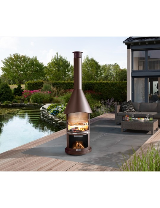 Edelstahlgrill Auckland braun metallic – Gartengrillkamin | ShopVola