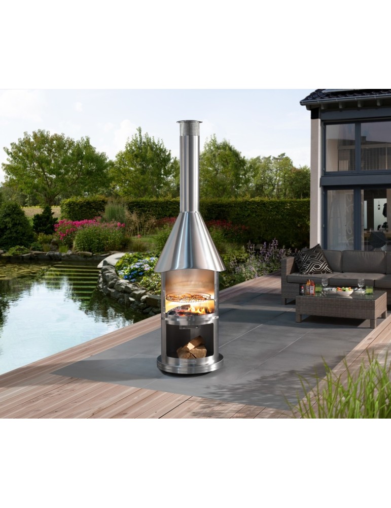 Edelstahlgrill Auckland gebürstet – Gartengrillkamin | ShopVola