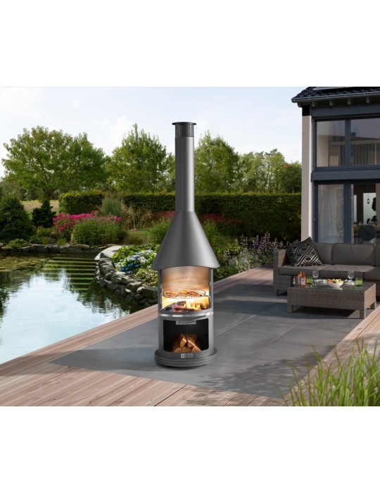 Edelstahlgrill Auckland dunkelgrau – Gartengrillkamin | ShopVola