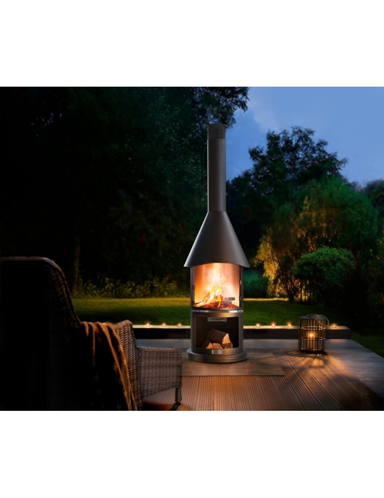 Edelstahlgrill Auckland schwarz – Gartengrillkamin | ShopVola