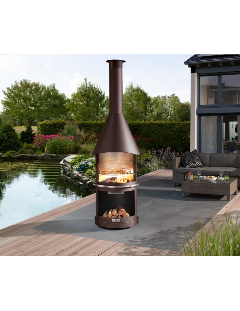 Kamin Sydney braun – Gartengrillkamin aus Edelstahl | ShopVola