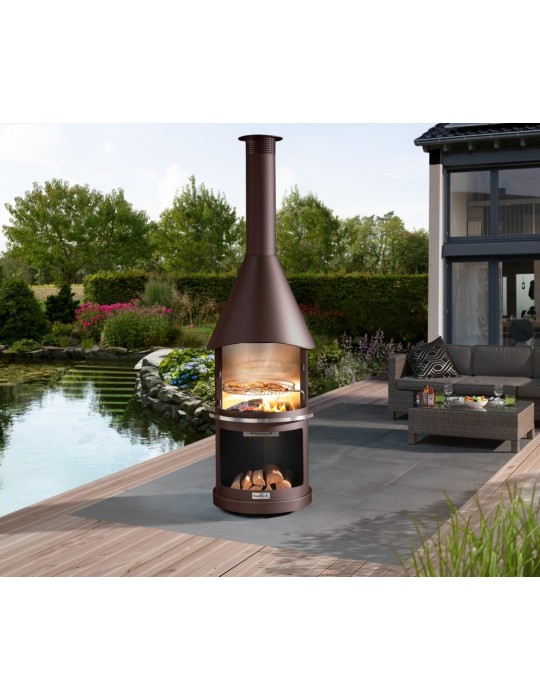 Kamin Sydney braun – Gartengrillkamin aus Edelstahl | ShopVola