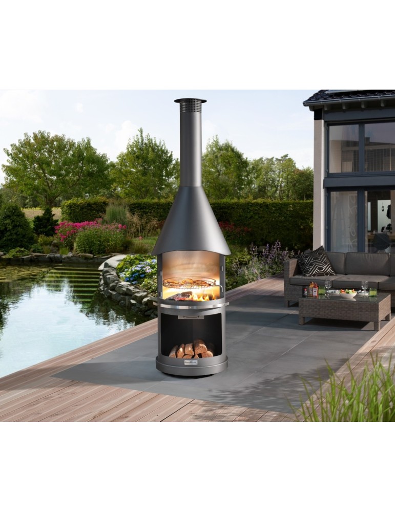 Kamin Sydney dunkelgrau – Gartengrillkamin aus Edelstahl | ShopVola