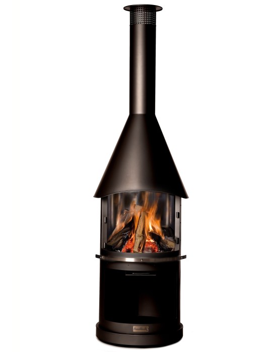 Kamin Sydney schwarz – Gartengrillkamin aus Edelstahl | ShopVola