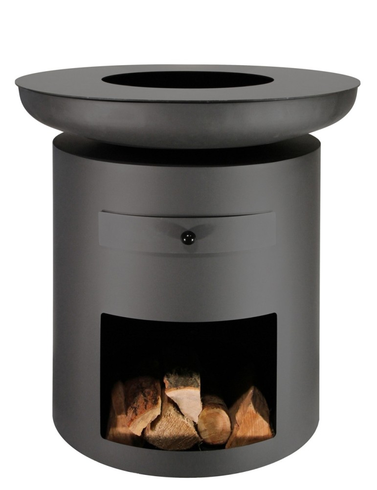 Grillsäule Sioux 80 cm schwarz – Plancha‑Feuerstelle | ShopVola