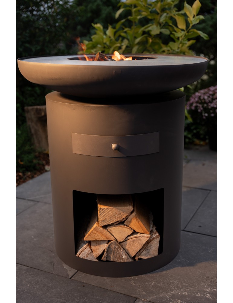 Grillsäule Sioux 80 cm schwarz – Plancha‑Feuerstelle | ShopVola