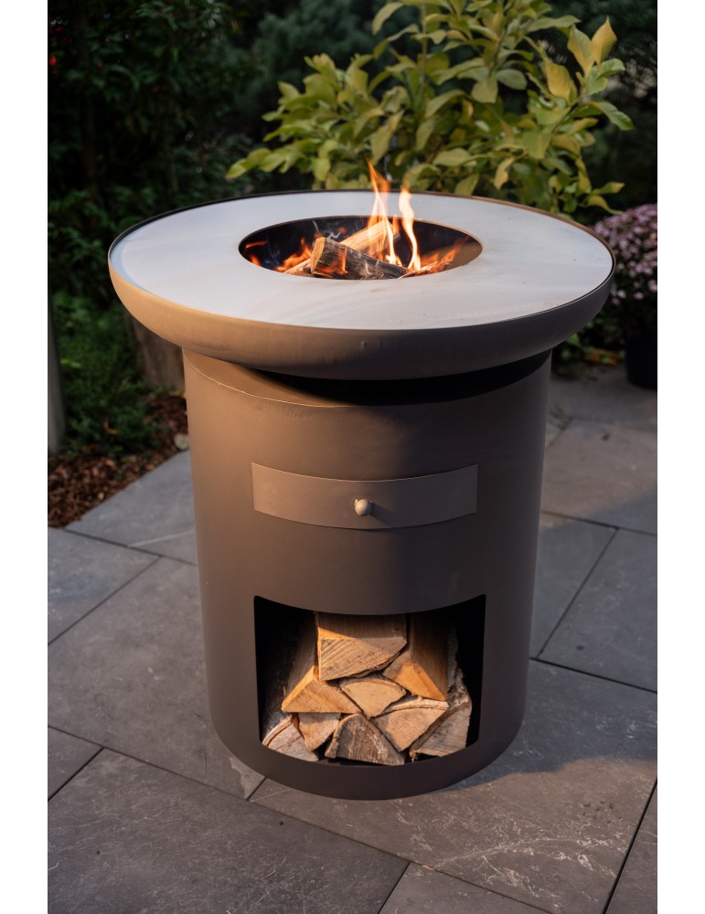 Grillsäule Sioux 80 cm schwarz – Plancha‑Feuerstelle | ShopVola