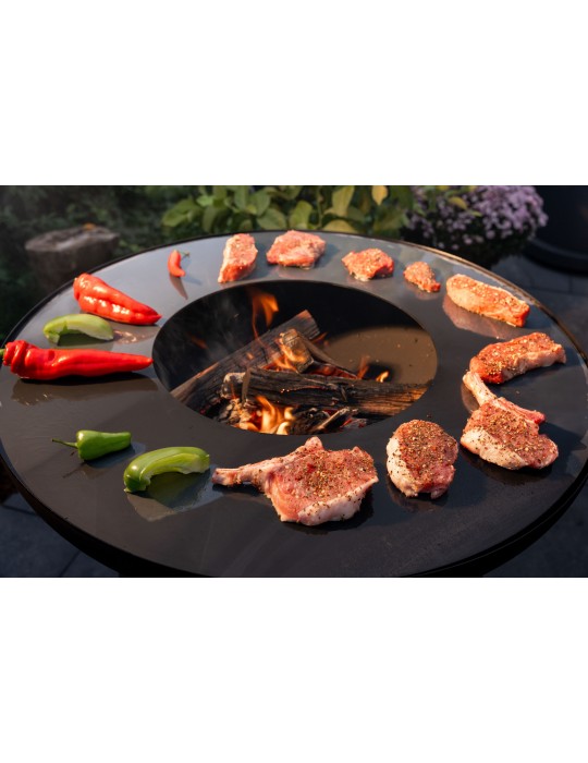 Grillsäule Sioux 80 cm schwarz – Plancha‑Feuerstelle | ShopVola