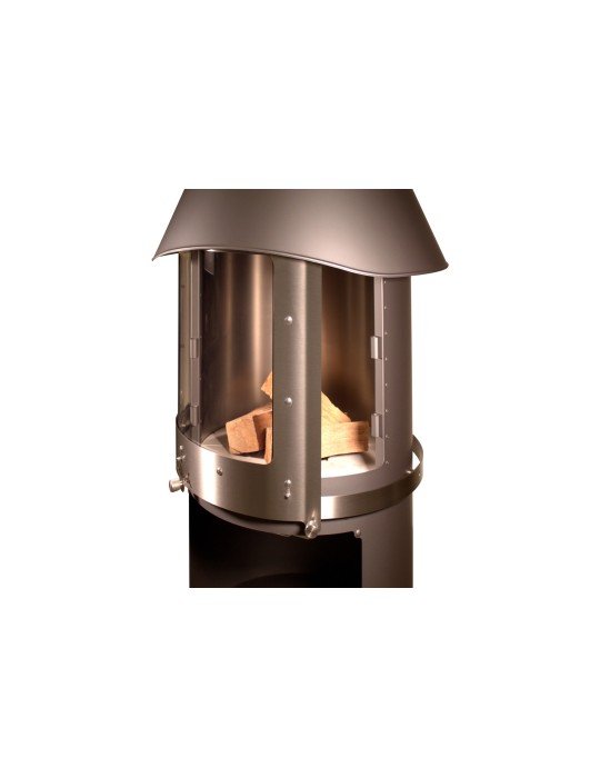 Kamin Melbourne braun – Edelstahl Grillkamin mit Schiebetür | ShopVola