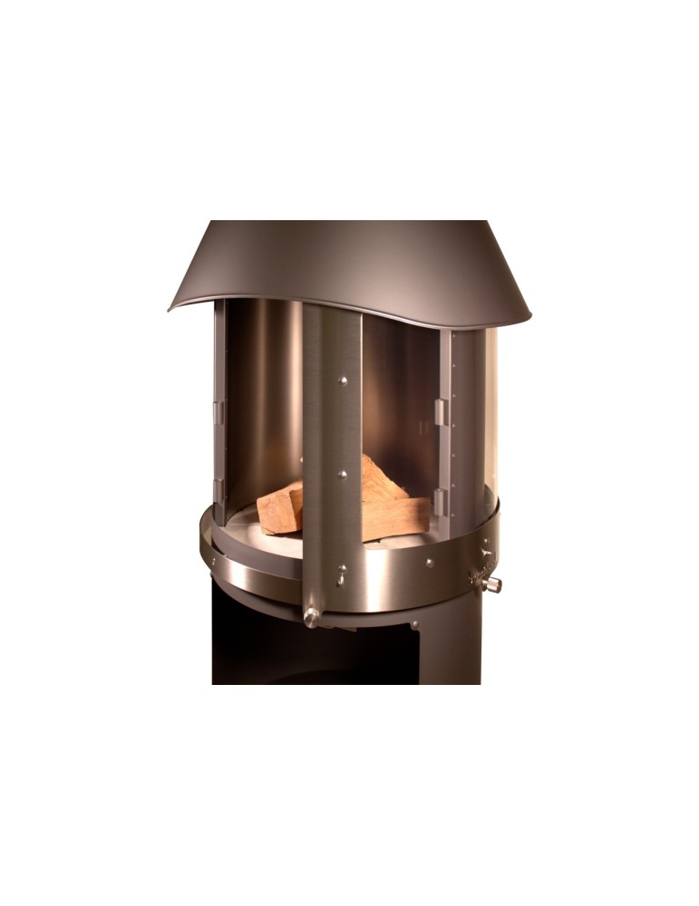Kamin Melbourne braun – Edelstahl Grillkamin mit Schiebetür | ShopVola