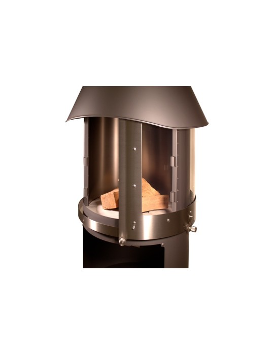 Kamin Melbourne braun – Edelstahl Grillkamin mit Schiebetür | ShopVola
