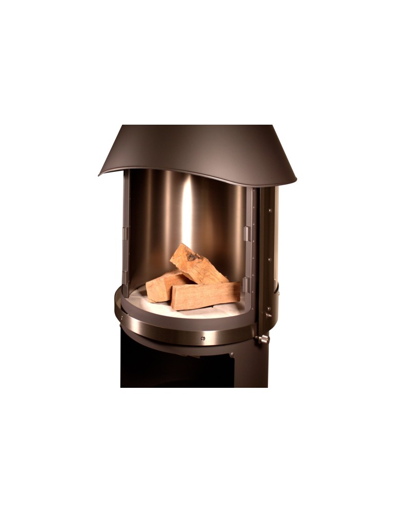 Kamin Melbourne braun – Edelstahl Grillkamin mit Schiebetür | ShopVola