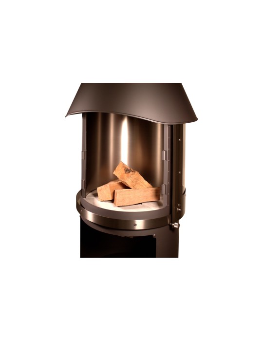 Kamin Melbourne braun – Edelstahl Grillkamin mit Schiebetür | ShopVola