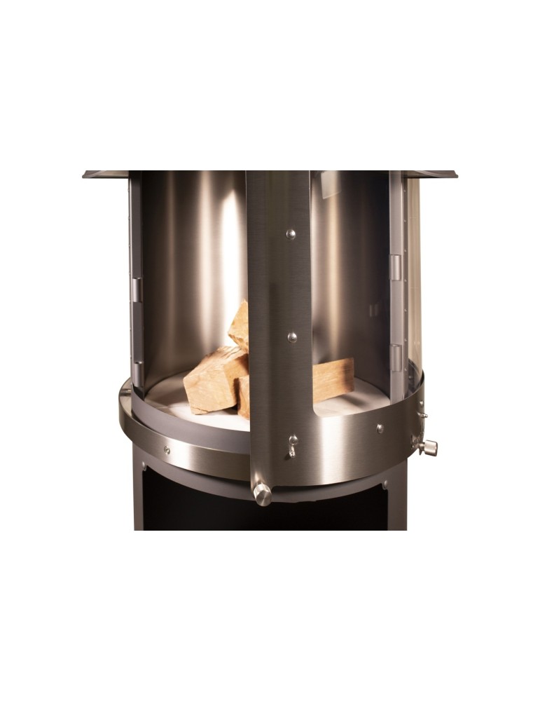 Kamin Melbourne braun – Edelstahl Grillkamin mit Schiebetür | ShopVola