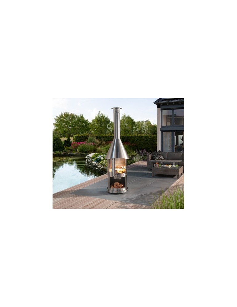 Kamin Melbourne – Edelstahl Grillkamin mit Schiebetür | ShopVola