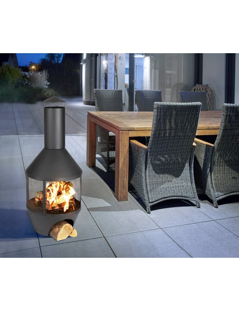 Gartenkamin Mata – Feuerstelle aus Stahl mit Rauchrohr | ShopVola
