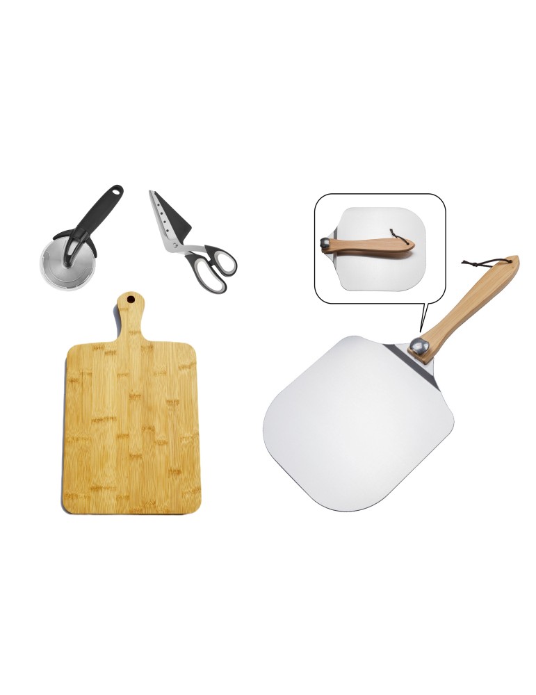 Pizza‑Set 4‑teilig – Servierbrett, Schieber & Cutter | ShopVola