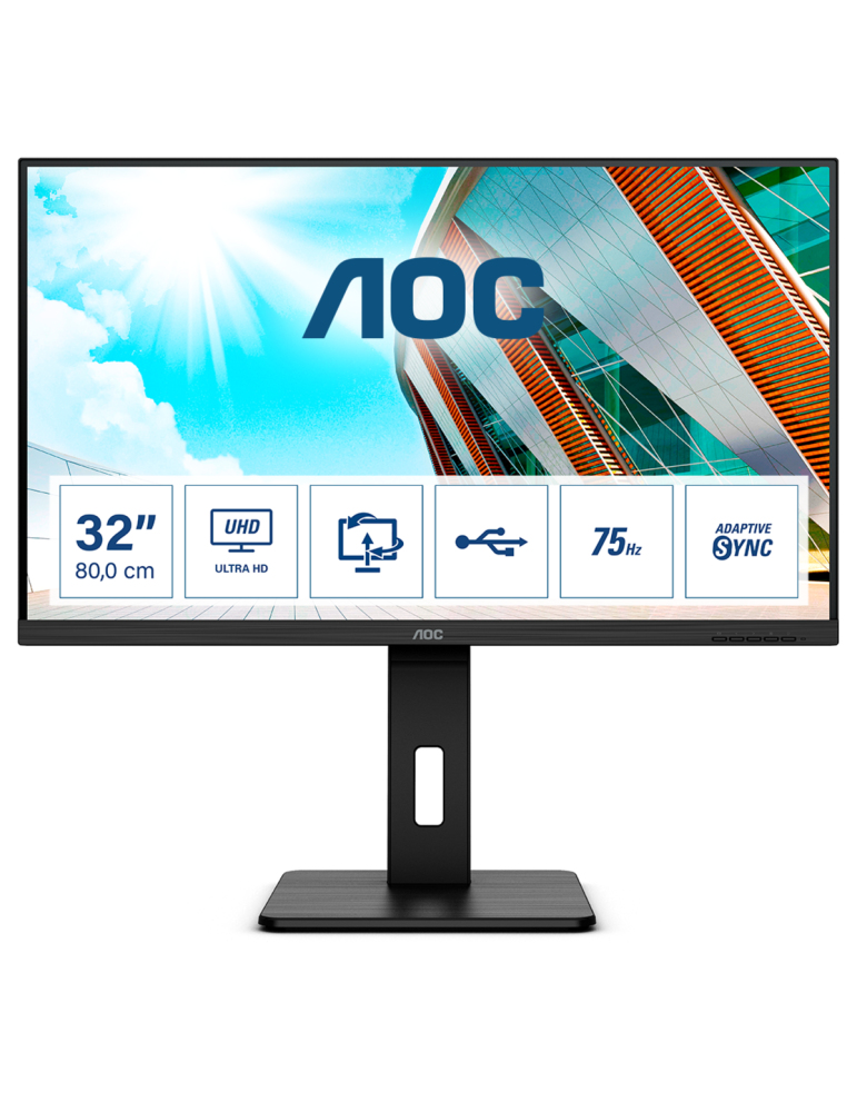 AOC U32P2 Office Monitor - 4K, Höhenverstellung, USB-Hub