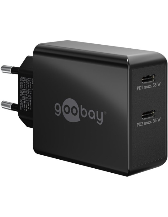 Goobay USB-C™ PD Dual-Schnellladegerät (36 W) schwarz