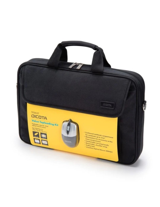 Dicota Value Toploading Kit, Notebooktasche bis max.15.6" Kabelgebundene optische 3-Tasten-Maus