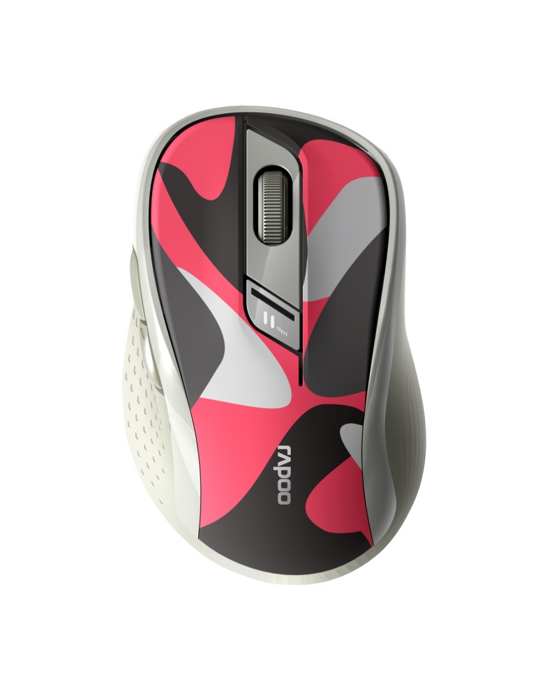 Rapoo Kabellose lautlose Multi-Mode-Maus "M500", Camouflage/Rot Einstellbarer Sensor mit 1.600 DPI
