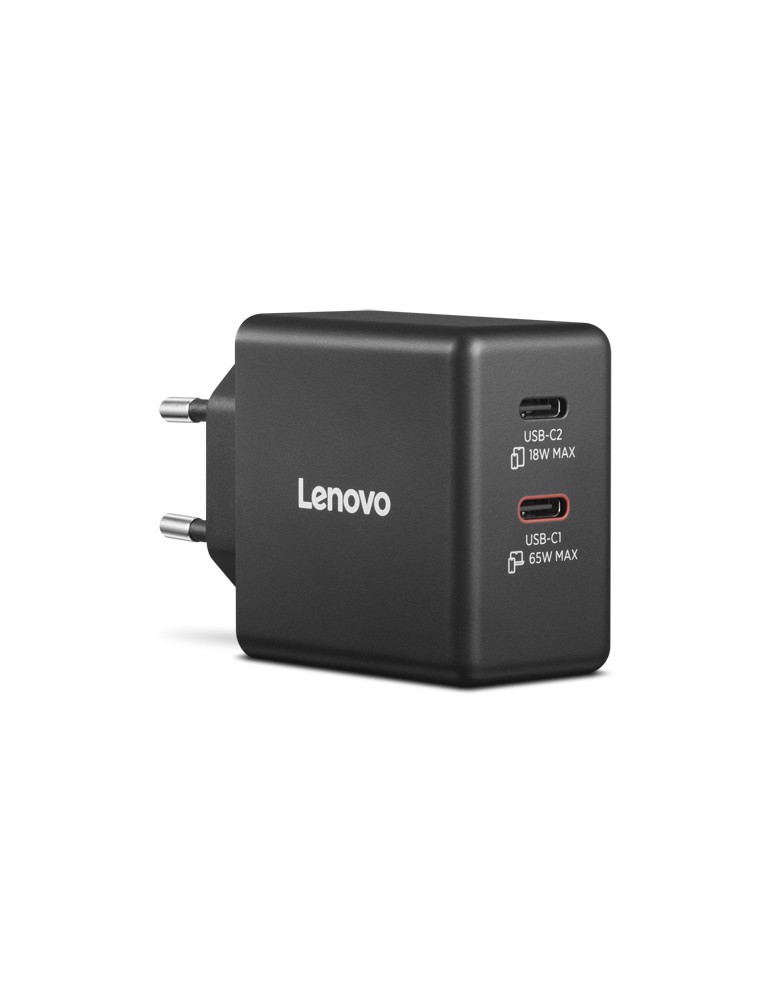 Lenovo Dual USB-C 65W GaN Ladegerät, schwarz
