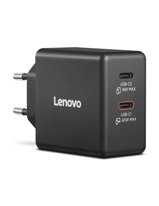 Lenovo Dual USB-C 65W GaN Ladegerät, schwarz