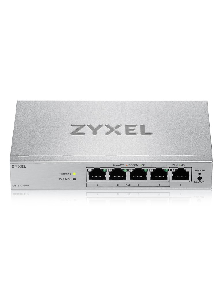 Zyxel GS1200-5HPv3 Smart Managed Switch 5x Gigabit Ethernet (4x PoE+, max. 68W)