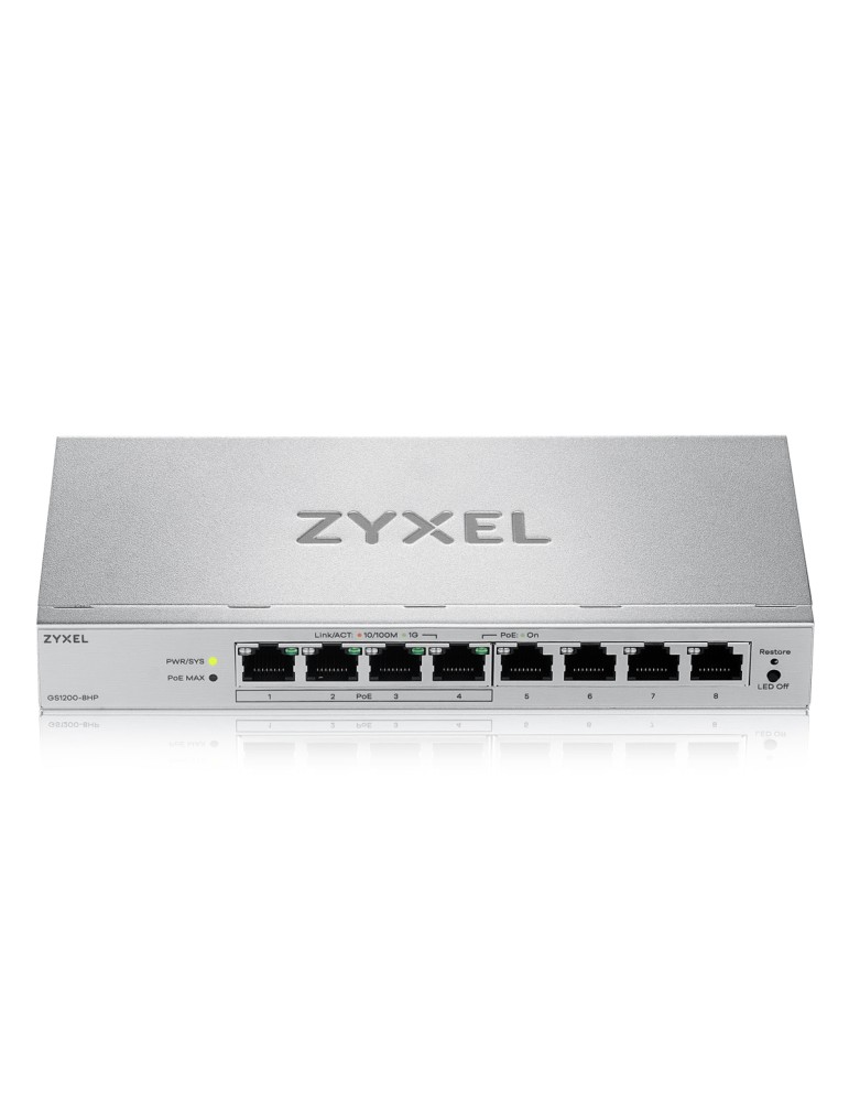 Zyxel GS1200-8HPv3 Smart Managed Switch 8x Gigabit Ethernet (4x PoE+, max. 68W)
