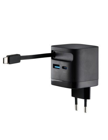 Intenso Power Adapter W65ACIC GaN black Schnellladegerät mit 65 W Leistung, Leistungsstarke GaN-Technologie, Ausziehbares 70 cm 