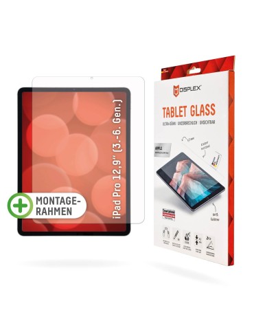 Displex Panzerglas f. Ipad Pro 12,9'' (3./4./5./6. Gen.) Eco-Montagerahmen L-Form, unzerbrechlich, ultra-dünn, unsichtbar