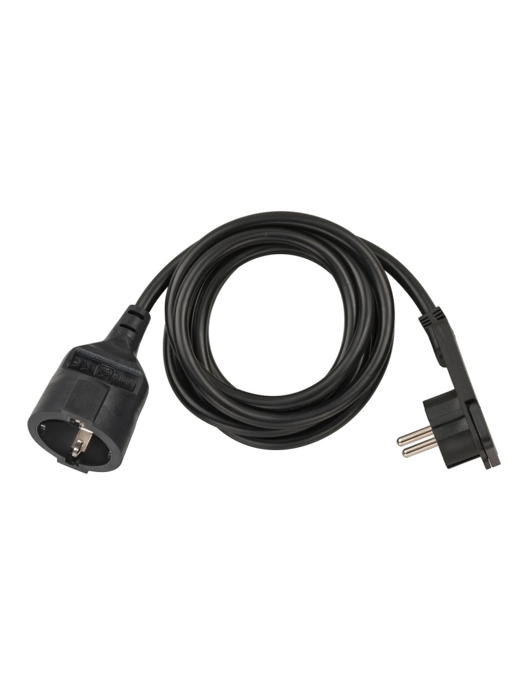 Brennenstuhl Verl.-Kabel 2m H05VV-F3G1,5 sw. mit Kischu u. Flachstecker