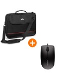 PEDEA Notebook-Tasche Trendline bis 15,6"+ CHERRY MC 1000 Maus [schwarz/rot], Wasserabweisendes Nylon, Gepolsterter Rahmen