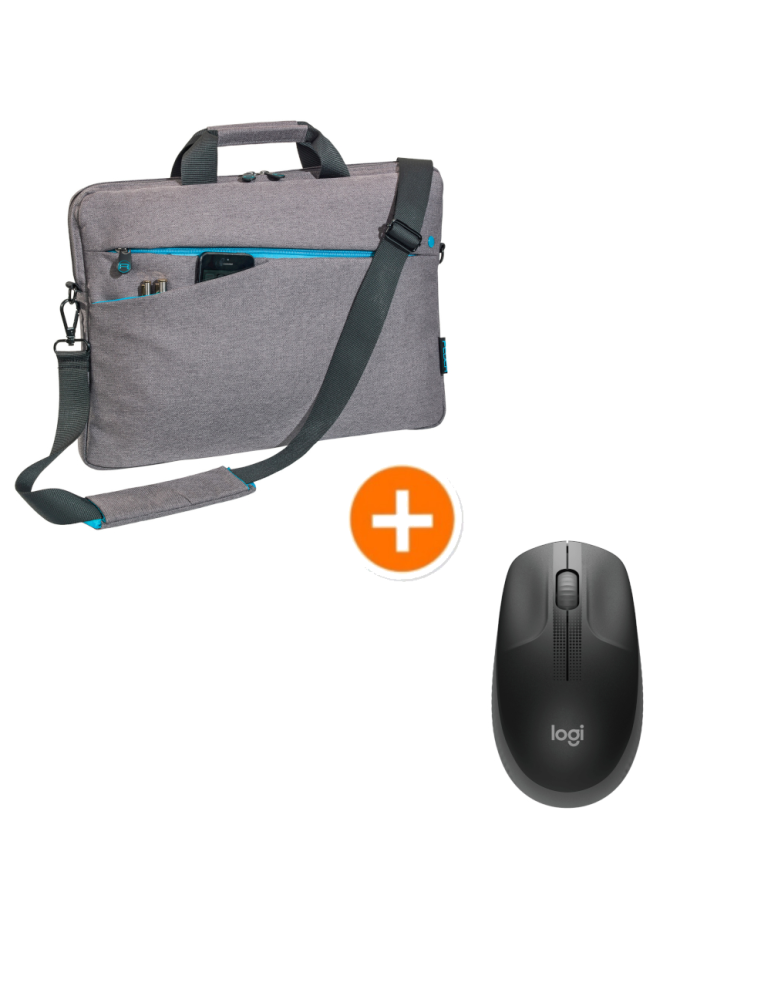 PEDEA Notebook Tasche 15,6" + Logitech M190 Wireless Maus , grau