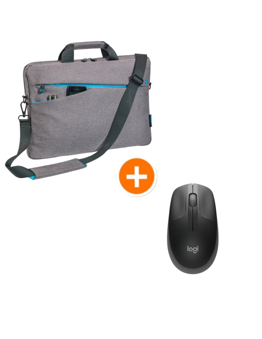 PEDEA Notebook Tasche 15,6" + Logitech M190 Wireless Maus , grau