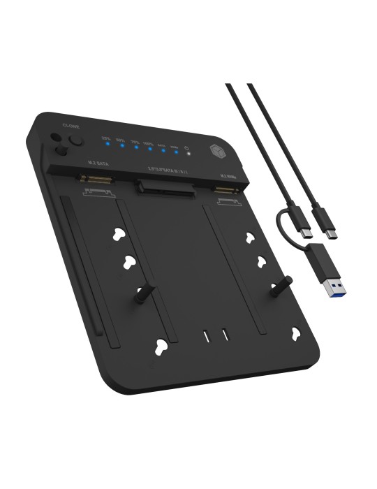ICY BOX Dockingstation & Klonstation für M.2 NVMe SSD und 2,5"/3,5" SATA SSD/HDD