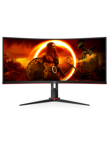 AOC Gaming CU34G2XP - 34 Zoll WQHD Curved Monitor, 180 Hz FreeSync Prem., HDR400 (3440x1440, 1ms GtG, HDMI, DisplayPort, USB Hub