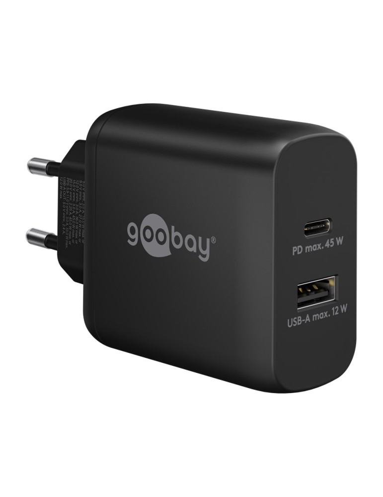 Goobay USB-C™ PD Dual-Schnellladegerät (45 W) schwarz