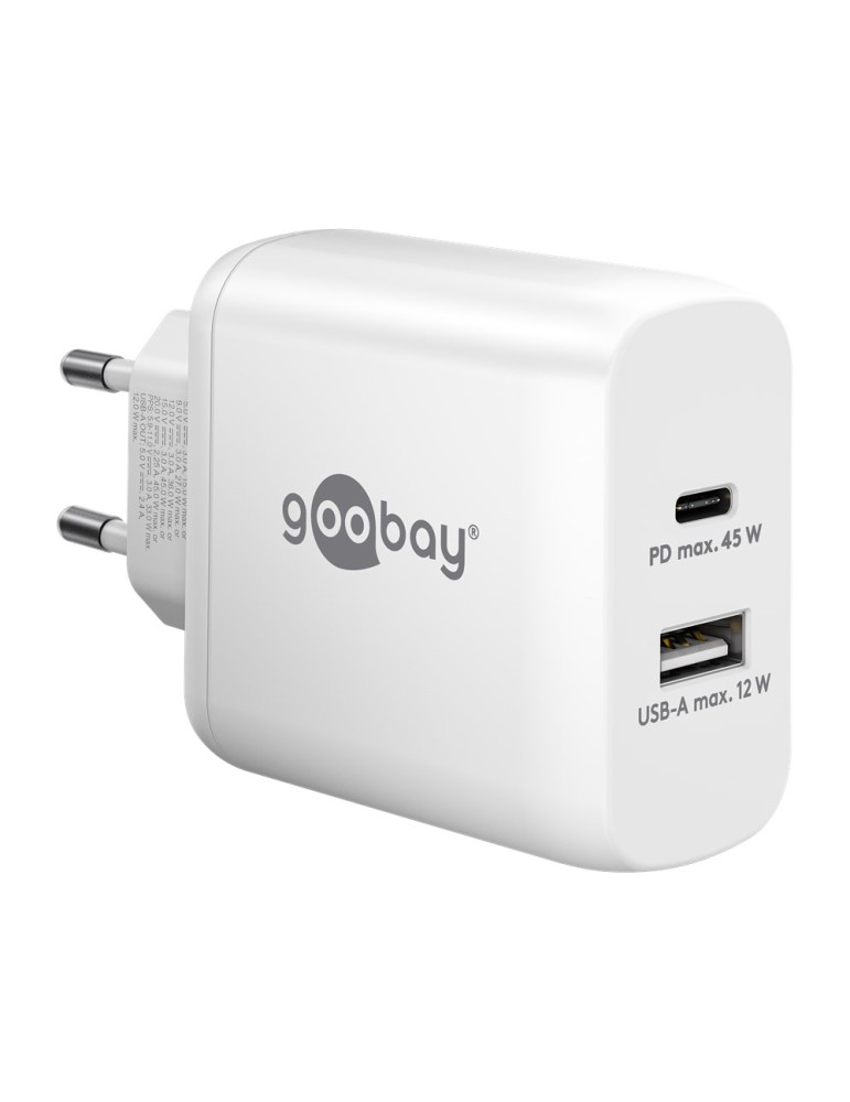 Goobay USB-C™ PD Dual-Schnellladegerät (45 W) weiß