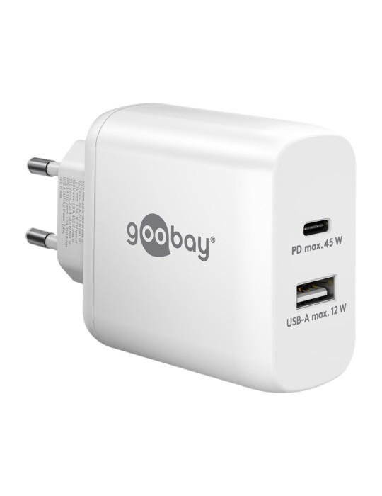 Goobay USB-C™ PD Dual-Schnellladegerät (45 W) weiß