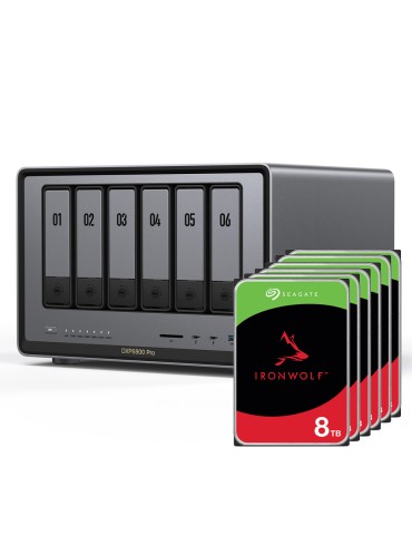UGREEN DXP6800 Pro 48TB Seagate IronWolf NAS-Bundle NAS inkl. 6x 8TB Seagate IronWolf 3.5 Zoll SATA Festplatte
