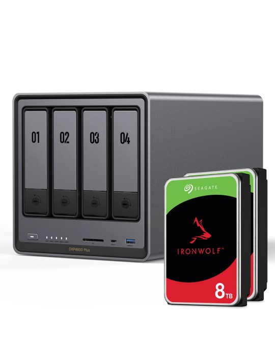 UGREEN DXP4800 Plus 16TB Seagate IronWolf NAS-Bundle NAS inkl. 2x 8TB Seagate IronWolf 3,5 Zoll SATA Festplatte