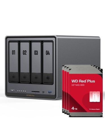 UGREEN DXP4800 Plus 16TB WD Red Plus NAS-Bundle NAS inkl. 4x 4TB WD Red Plus 3.5 Zoll SATA Festplatte