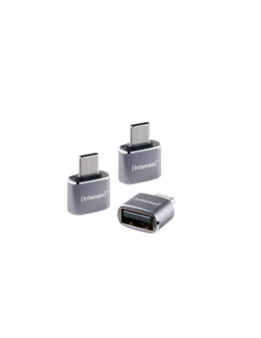 Intenso 3er Pack USB Adapter A480C USB-A Buchse zu USB-C Stecker, Unterstützt USB OTG, 480Mbps Datenübertragung, Aluminium anthr