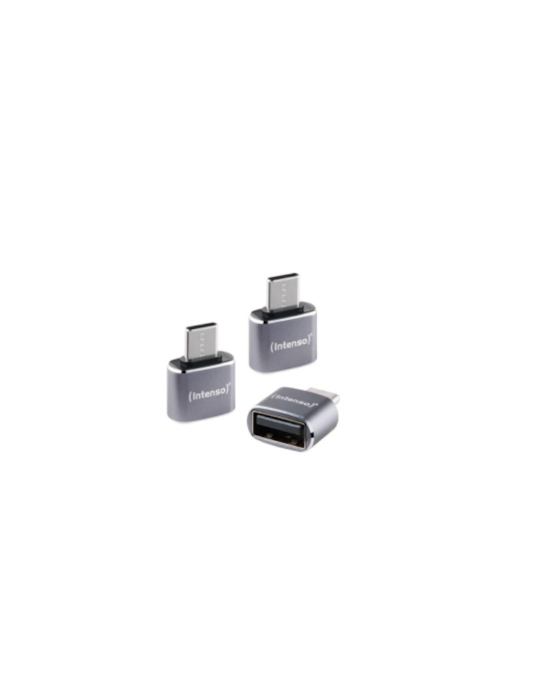 Intenso 3er Pack USB Adapter A480C USB-A Buchse zu USB-C Stecker, Unterstützt USB OTG, 480Mbps Datenübertragung, Aluminium anthr