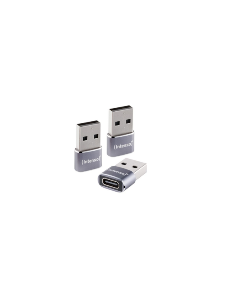 Intenso 3er Pack USB Adapter C480A USB-C Buchse zu USB-A Stecker, Unterstützt USB OTG, 480Mbps Datenübertragung, Aluminium anthr