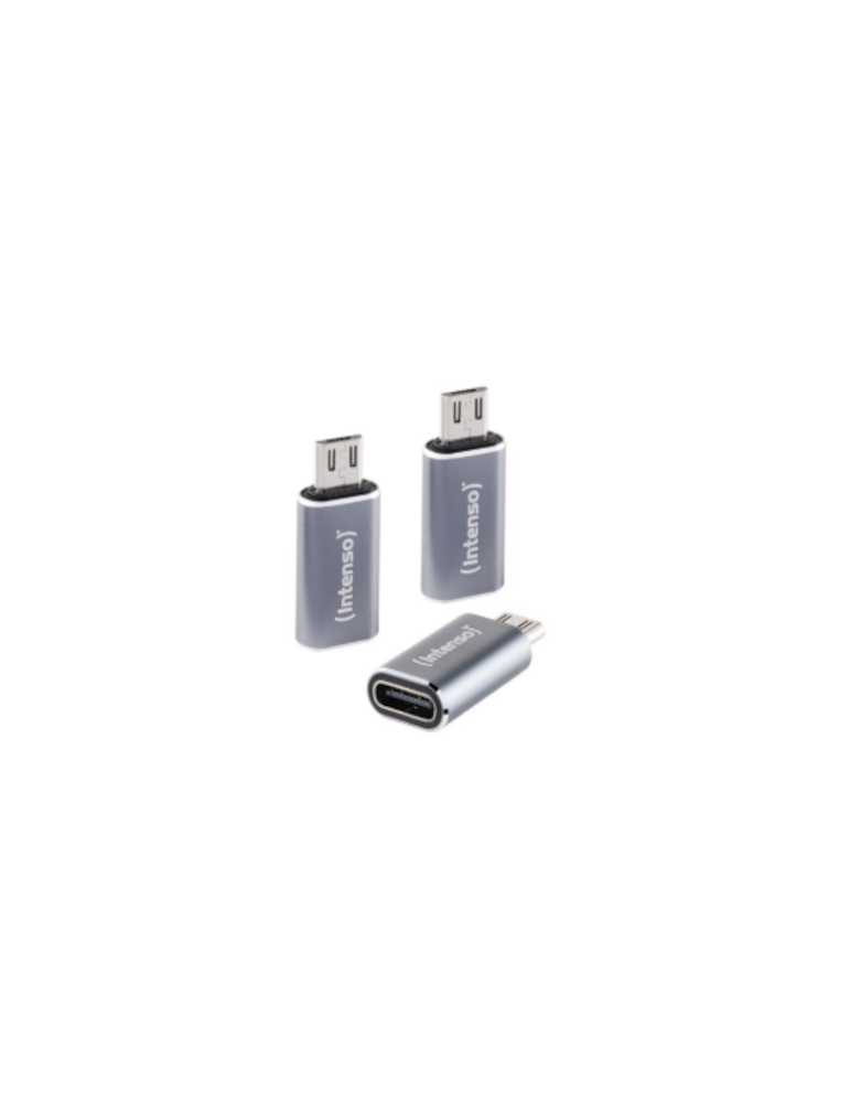Intenso 3er Pack USB Adapter C480M USB-C Buchse zu microUSB Stecker, Unterstützt USB OTG, 480Mbps Datenübertragung, Aluminium an