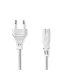 Nedis Stromkabel - Euro Männlich | IEC-320-C7 | 3.00 m Gerade | Gerade | Vernickelt | Flach | PVC | Weiss | Label