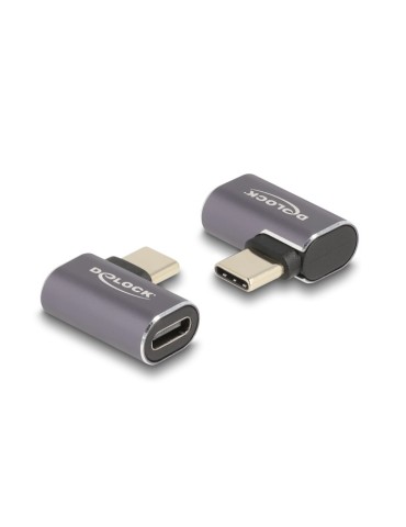 Delock USB Adapter 40 Gbps USB Type-C™ PD 3.0 100 W - Stecker zu Buchse gewinkelt links / rechts 8K 60 Hz Metall