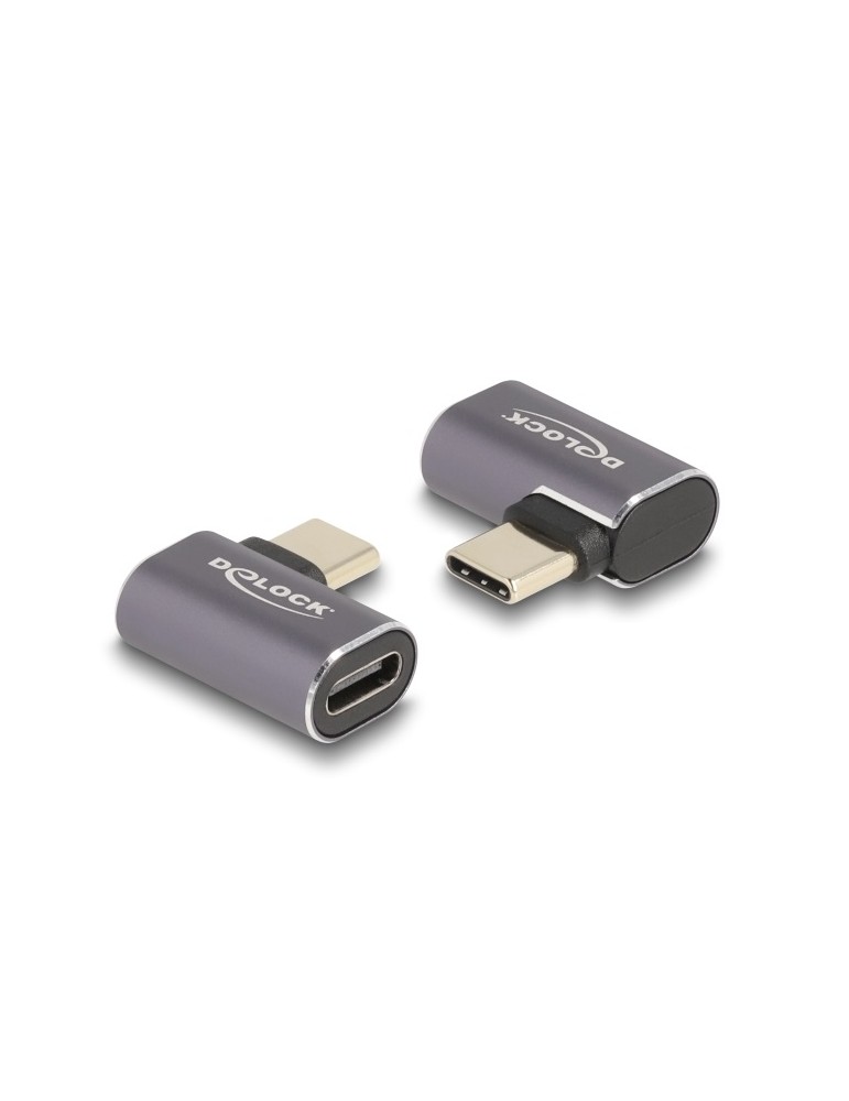 Delock USB Adapter 40 Gbps USB Type-C™ PD 3.0 100 W - Stecker zu Buchse gewinkelt links / rechts 8K 60 Hz Metall